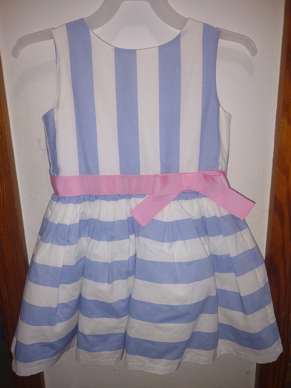 Carter's Blue & White Striped Dress with Pink Bow